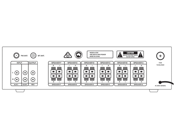 Bluetooth Amplifier + 6x6" Ceiling Speakers 2x Wall Mounted Speakers Package 176C+3xC62+1xWTP