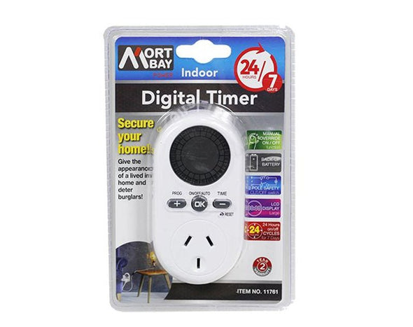 MORT BAY Indoor Digital Timer One Socket 2400W LCD Display 