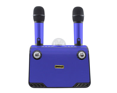 ANDOWL Portable Karaoke Bluetooth Speaker Twin Wireless Microphones Blue Q-YX899-BLU 