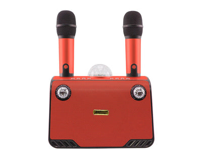 ANDOWL Portable Karaoke Bluetooth Speaker Twin Wireless Microphones Red Q-YX899-RED 