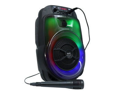 Portable Bluetooth Karaoke Speaker Rechargeable Battery Microphone LED Lights USB CH659 