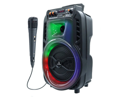 Portable Bluetooth Karaoke Speaker Rechargeable Battery Microphone LED Lights USB CH859 