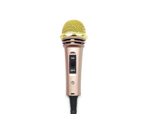 Mini Wired Dynamic Microphone w/Stand Karaoke Podcast 3.5mm Jack MG308 Rose Gold