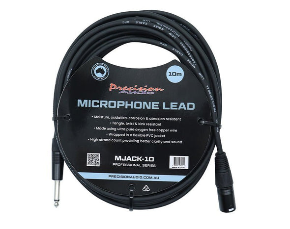 Precision Audio 5 Pack 1/4" to XLR Male Microphone Lead 10m XLRJACK10x5 