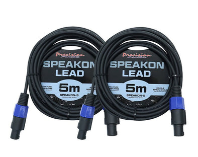 2 Pack 5m Speakon to Speakon Cable Amp Mixer Speaker SPEAKON5x2 