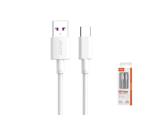 Moveteck 60W Type-C to USB2.0 Data Cable 1m 5a White Black TB1225 White