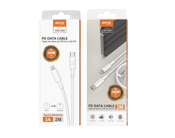 Moveteck Type-C to Lightning Cable Fast Charging Data Cable IP8 X 12 13 14 2m 3A 30W TB1326 