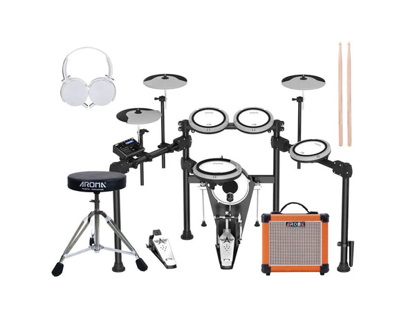 Aroma 5 Piece Premium Electronic Drum Kit Amplifier Headphones Package TDX23II+AG10