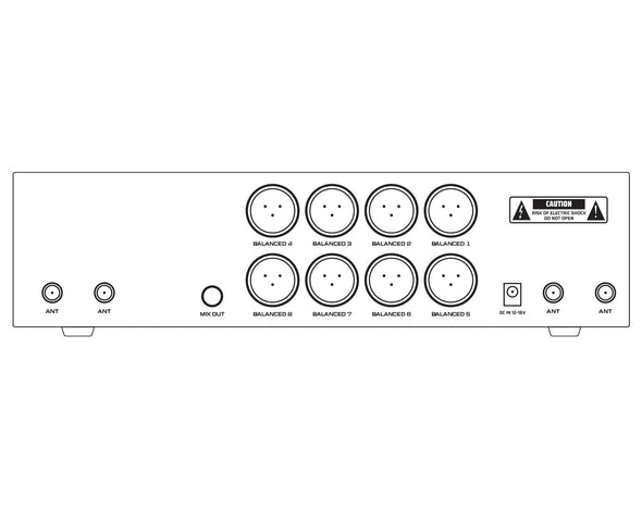 Precision Audio 8 Channel UHF Wireless Microphone System Headset Body Pack Rack Mount LCD Display TMUS08-4&4