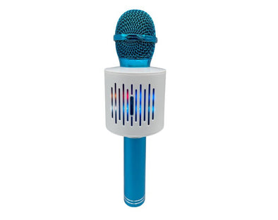 Bluetooth Wireless Karaoke Microphone Rechargeable Built-In Speaker V8 Blue 