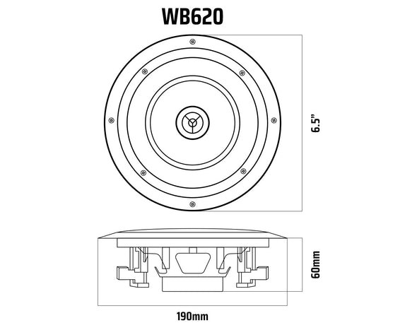 6.5" Bluetooth Ceiling Speakers 60W Pair WB620 